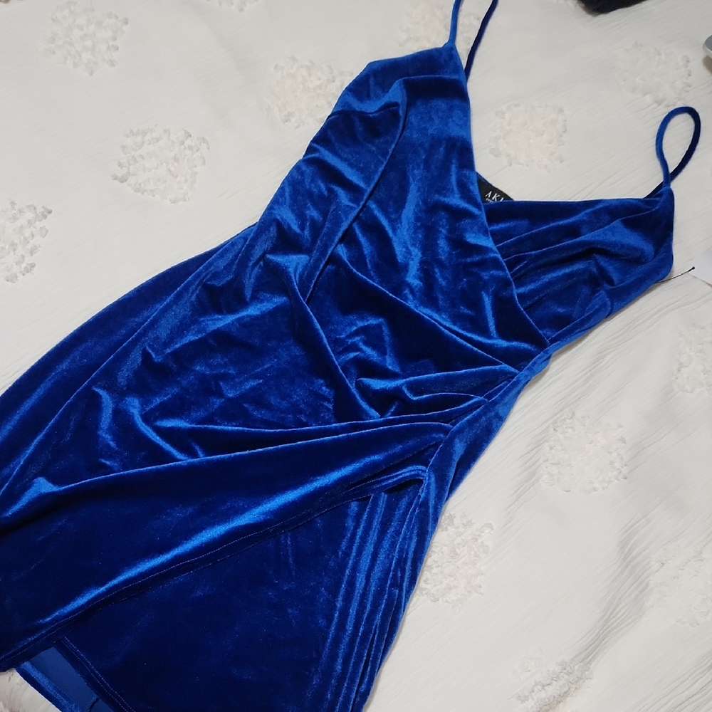 AKIRA Royal Blue Velvet Mini Dress